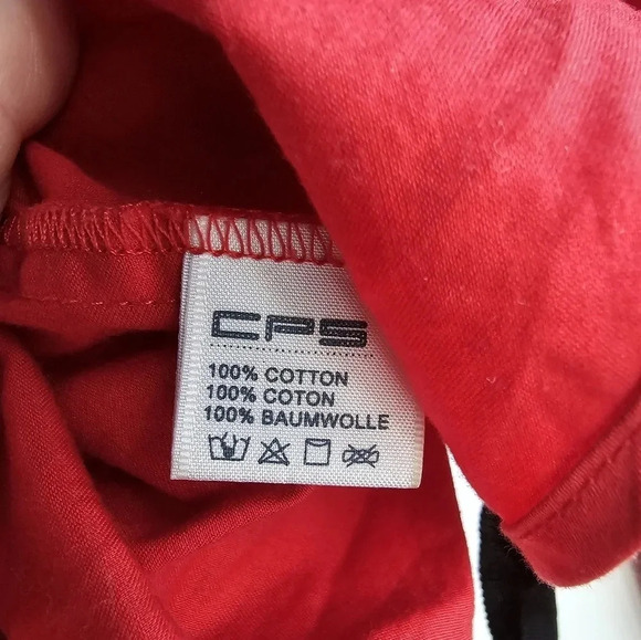 CPS Shirt Button Dress Poplin Cotton Red Raspberry Long Sleeve Short Back size M - Picture 5 of 7